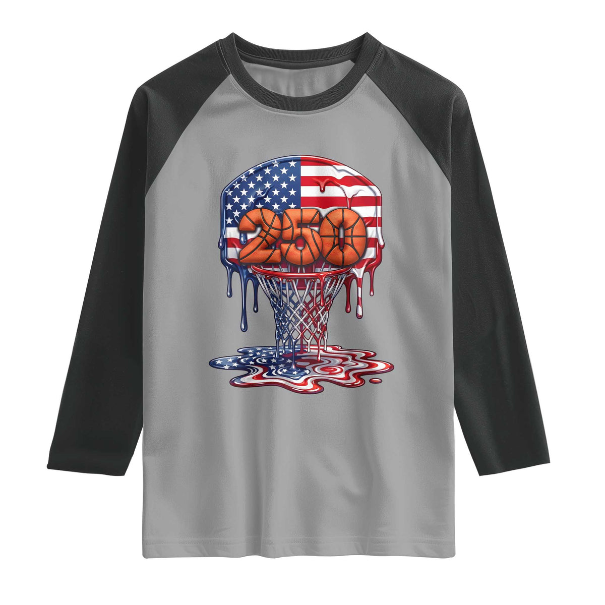 Patriotic Basketball Drip Raglan Shirt USA 250th Anniversary Gift