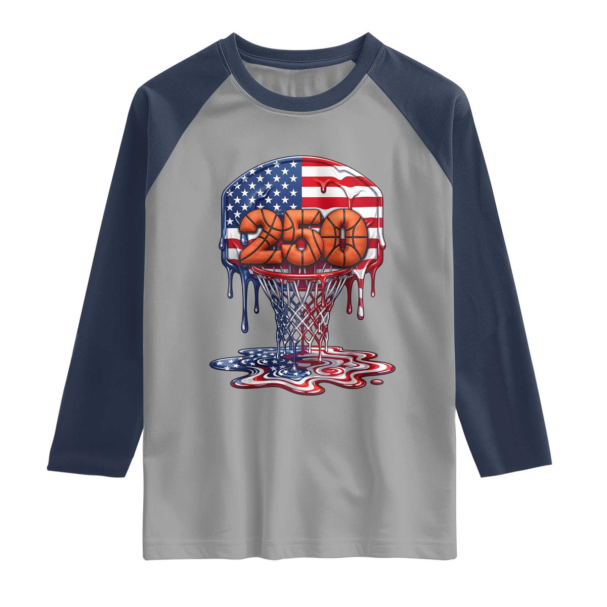 Patriotic Basketball Drip Raglan Shirt USA 250th Anniversary Gift