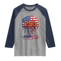 Patriotic Basketball Drip Raglan Shirt USA 250th Anniversary Gift