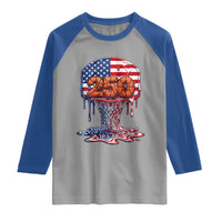 Patriotic Basketball Drip Raglan Shirt USA 250th Anniversary Gift