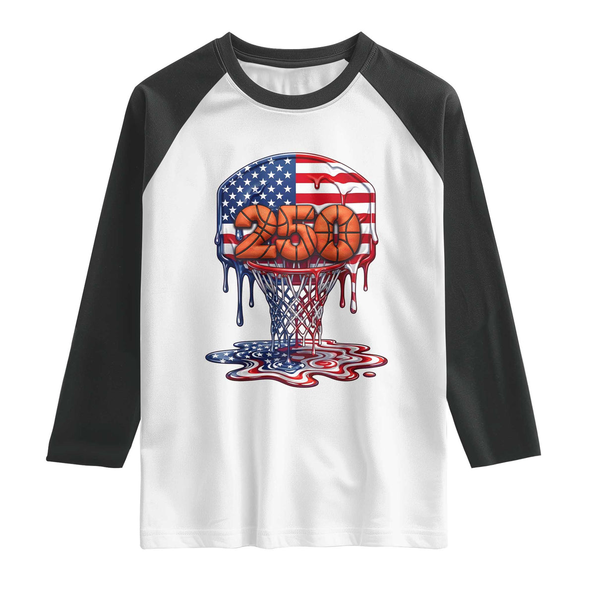 Patriotic Basketball Drip Raglan Shirt USA 250th Anniversary Gift