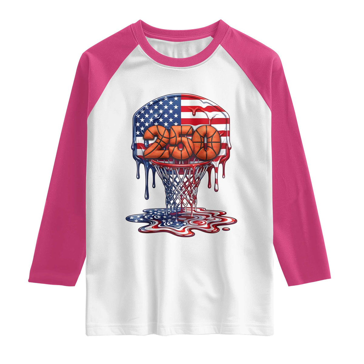 Patriotic Basketball Drip Raglan Shirt USA 250th Anniversary Gift