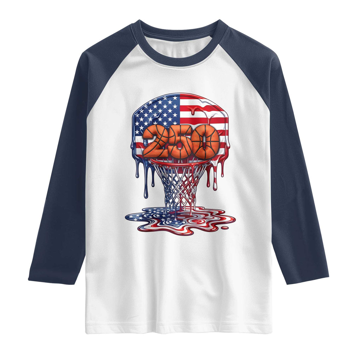 Patriotic Basketball Drip Raglan Shirt USA 250th Anniversary Gift