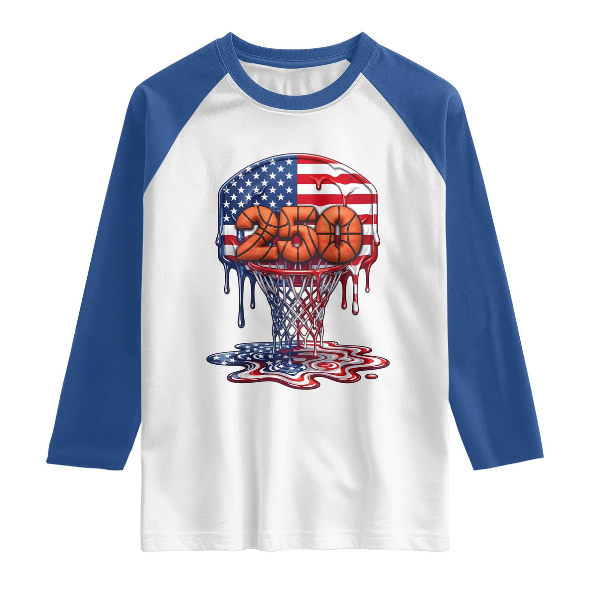 Patriotic Basketball Drip Raglan Shirt USA 250th Anniversary Gift