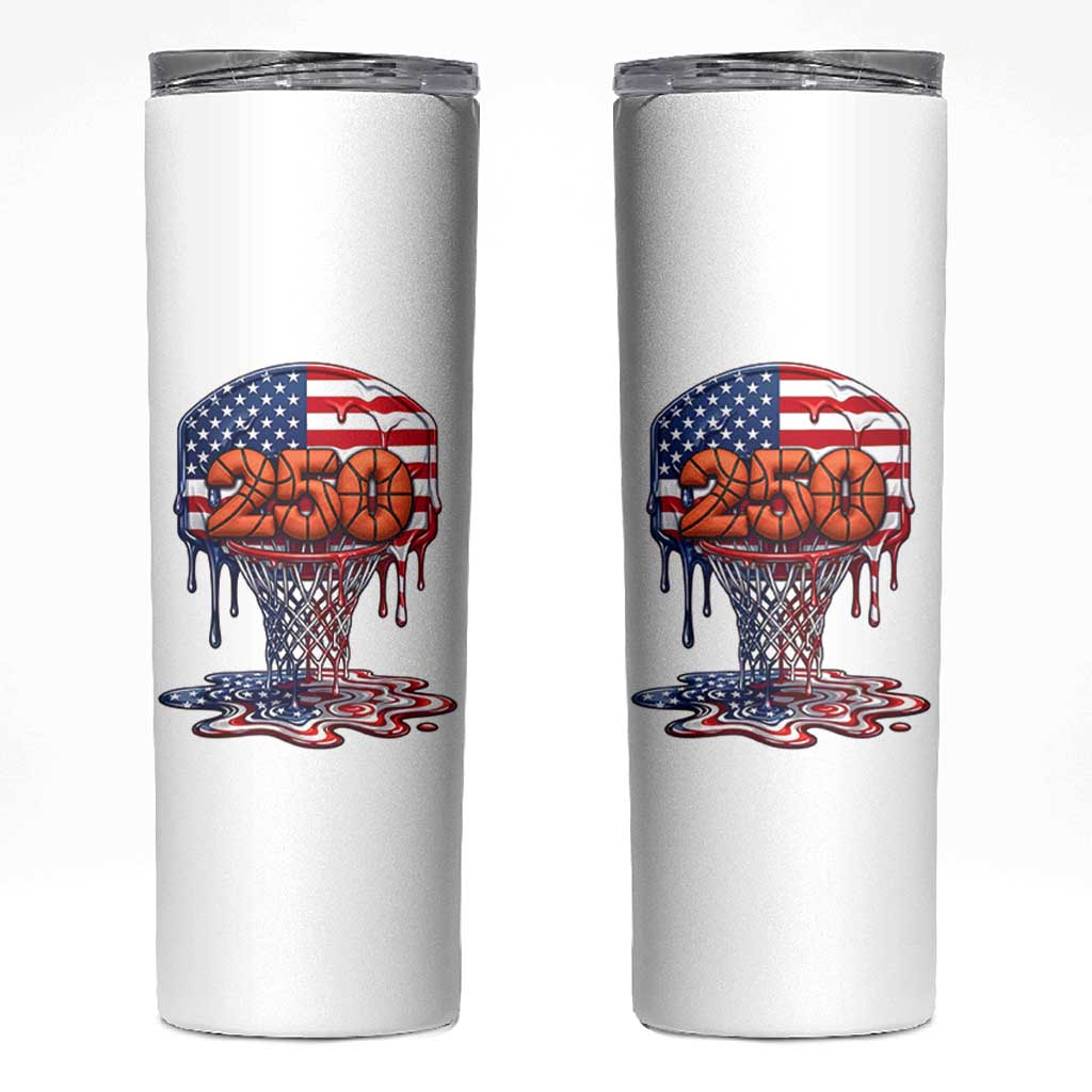 Patriotic Basketball Drip Skinny Tumbler USA 250th Anniversary Gift