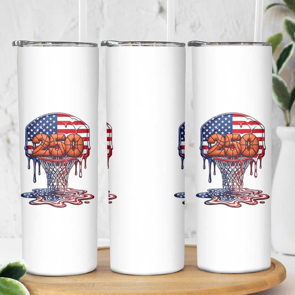 Patriotic Basketball Drip Skinny Tumbler USA 250th Anniversary Gift
