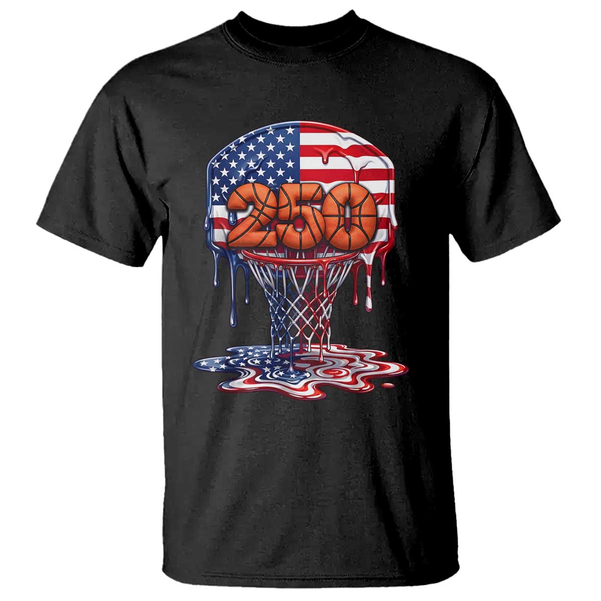 Patriotic Basketball Drip T Shirt USA 250th Anniversary Gift