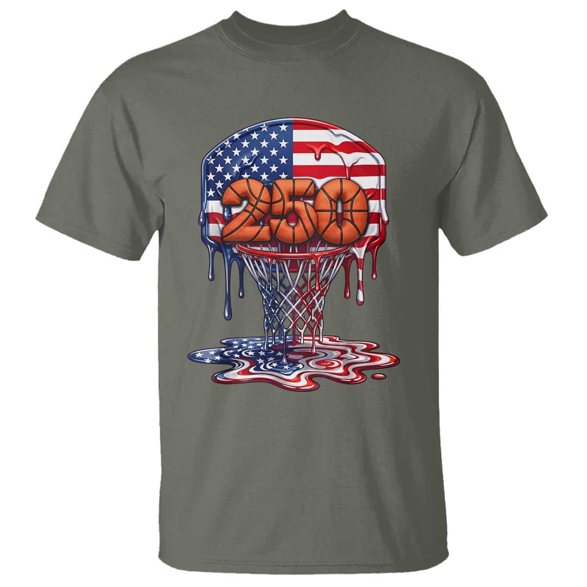 Patriotic Basketball Drip T Shirt USA 250th Anniversary Gift