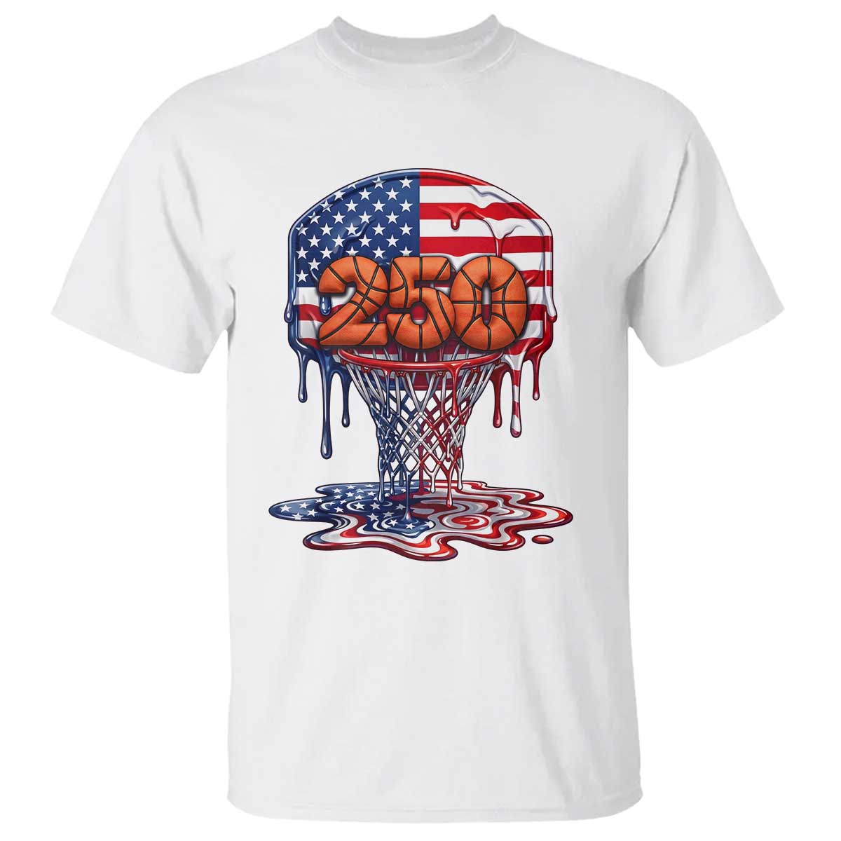 Patriotic Basketball Drip T Shirt USA 250th Anniversary Gift