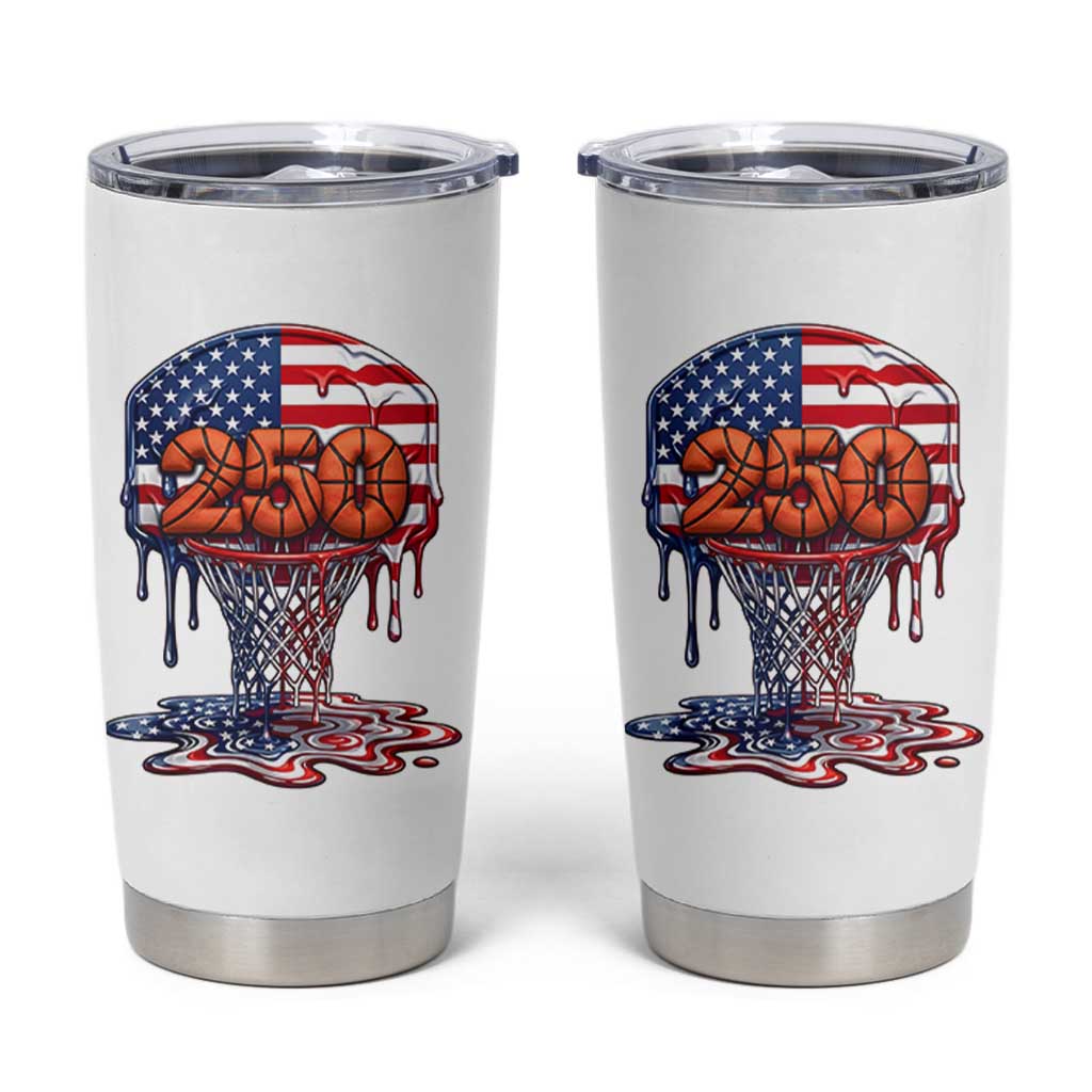 Patriotic Basketball Drip Tumbler Cup USA 250th Anniversary Gift