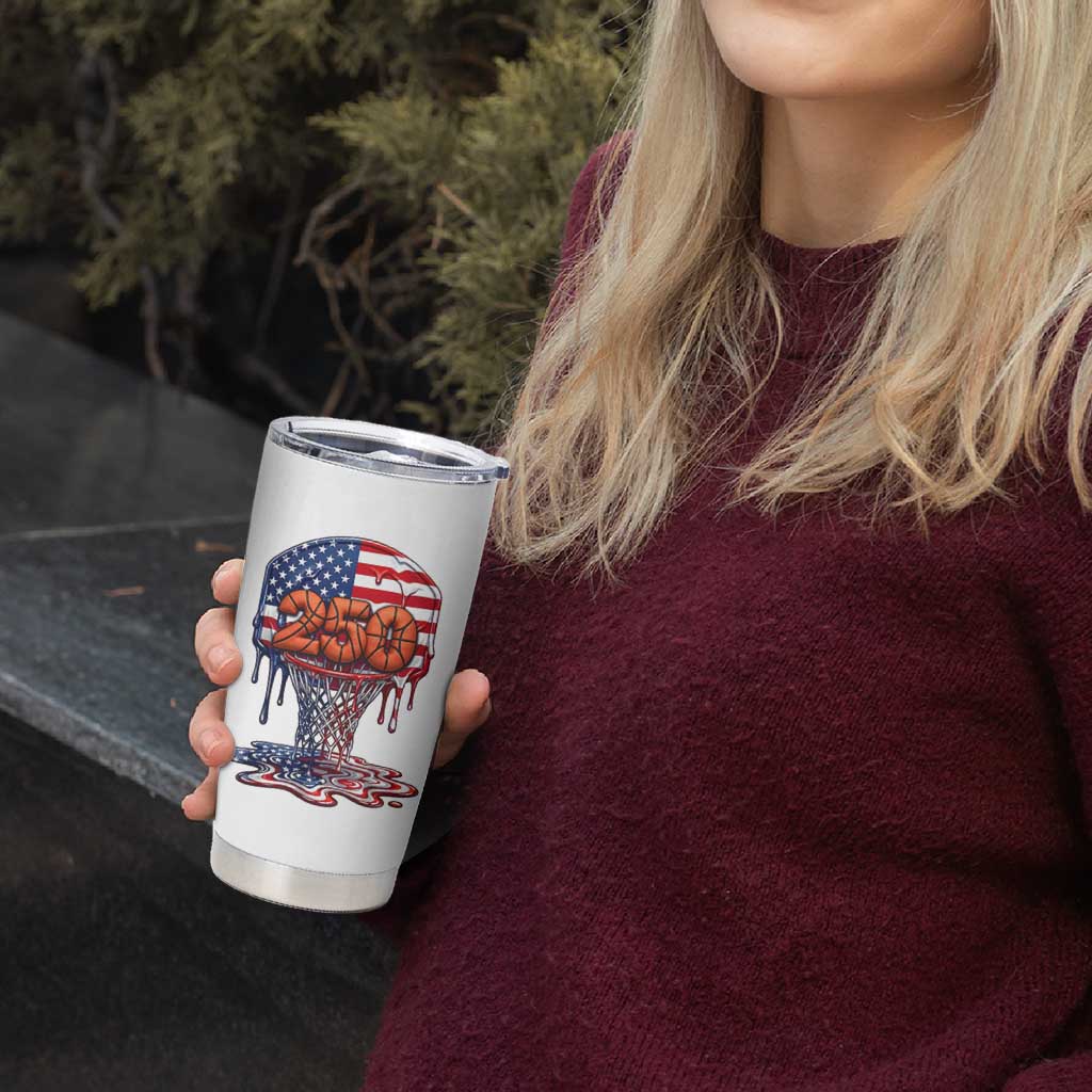 Patriotic Basketball Drip Tumbler Cup USA 250th Anniversary Gift