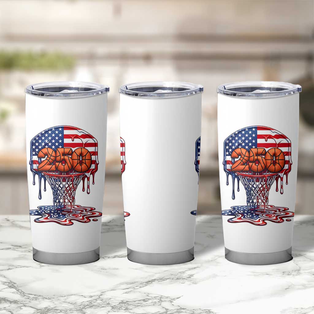 Patriotic Basketball Drip Tumbler Cup USA 250th Anniversary Gift