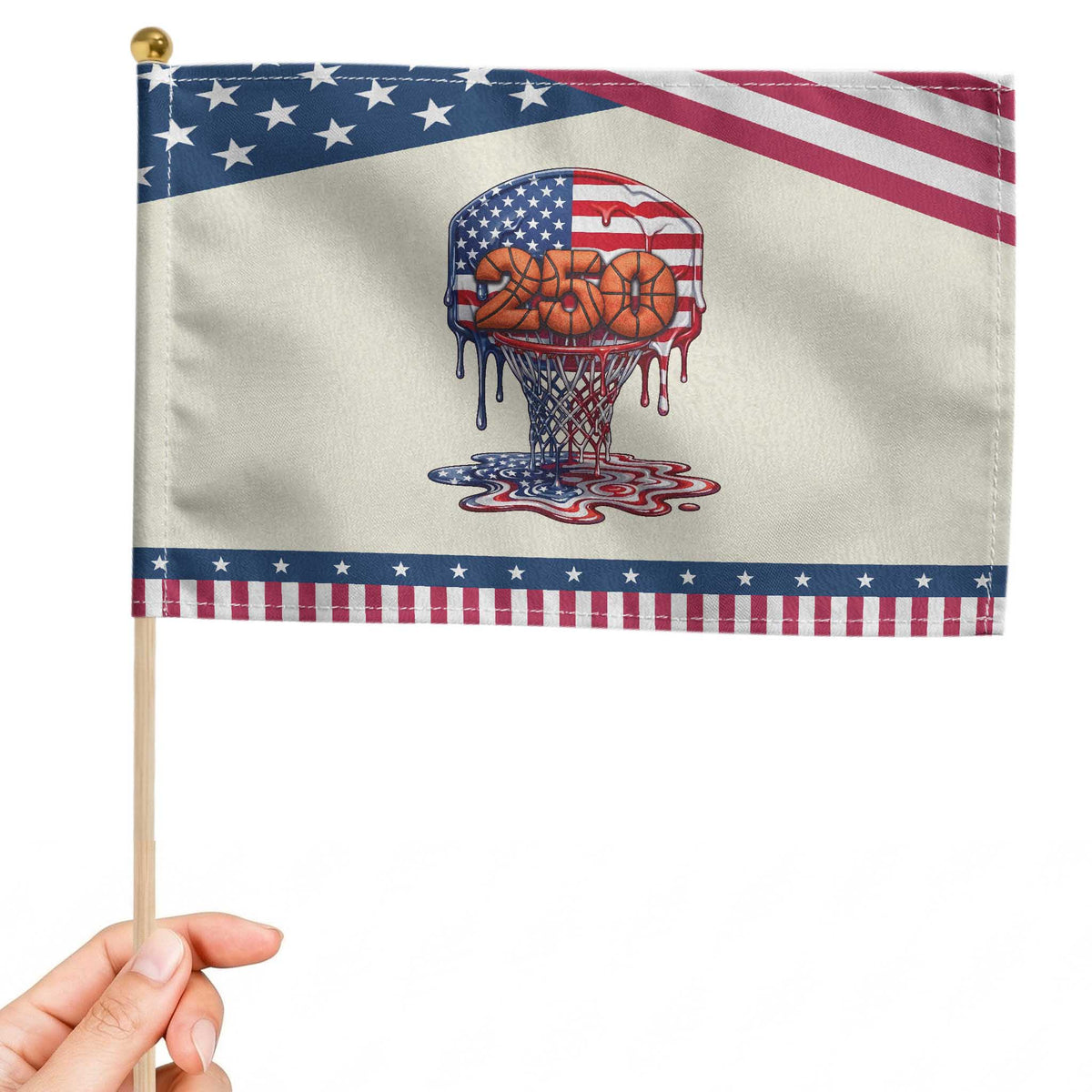 Basketball Drip Patriotic Handheld Flag USA 250th Anniversary Gift