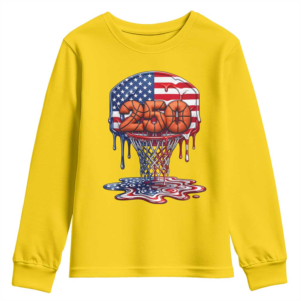 Patriotic Basketball Drip Youth Sweatshirt USA 250th Anniversary Gift