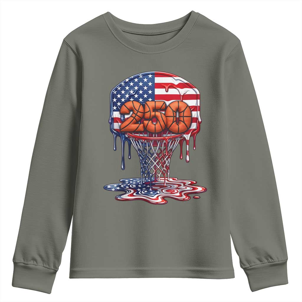 Patriotic Basketball Drip Youth Sweatshirt USA 250th Anniversary Gift