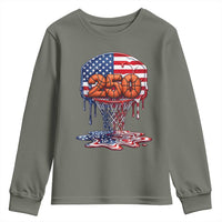 Patriotic Basketball Drip Youth Sweatshirt USA 250th Anniversary Gift