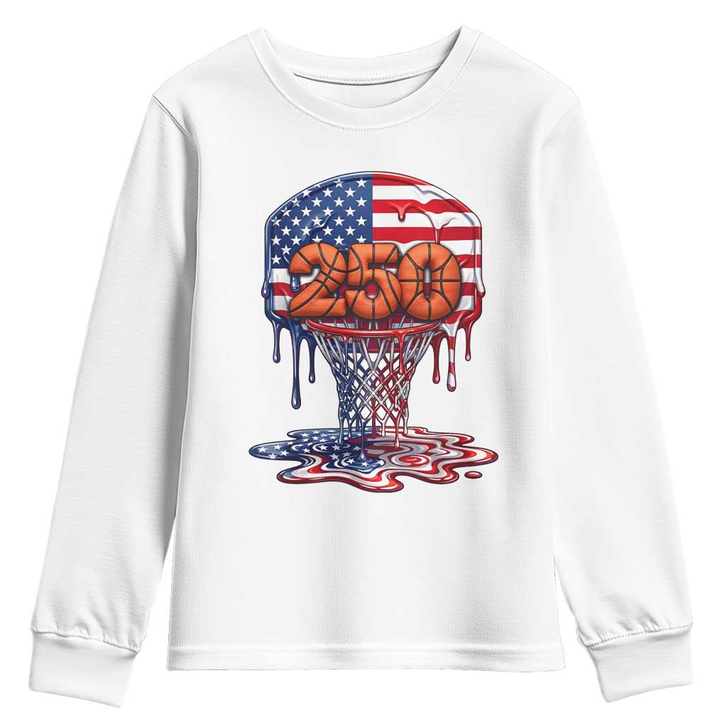 Patriotic Basketball Drip Youth Sweatshirt USA 250th Anniversary Gift