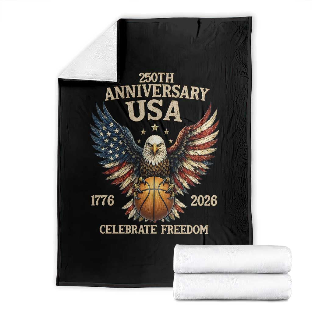 250 Years Of Freedom Basketball Throw Blanket Patriotic Athlete Gift