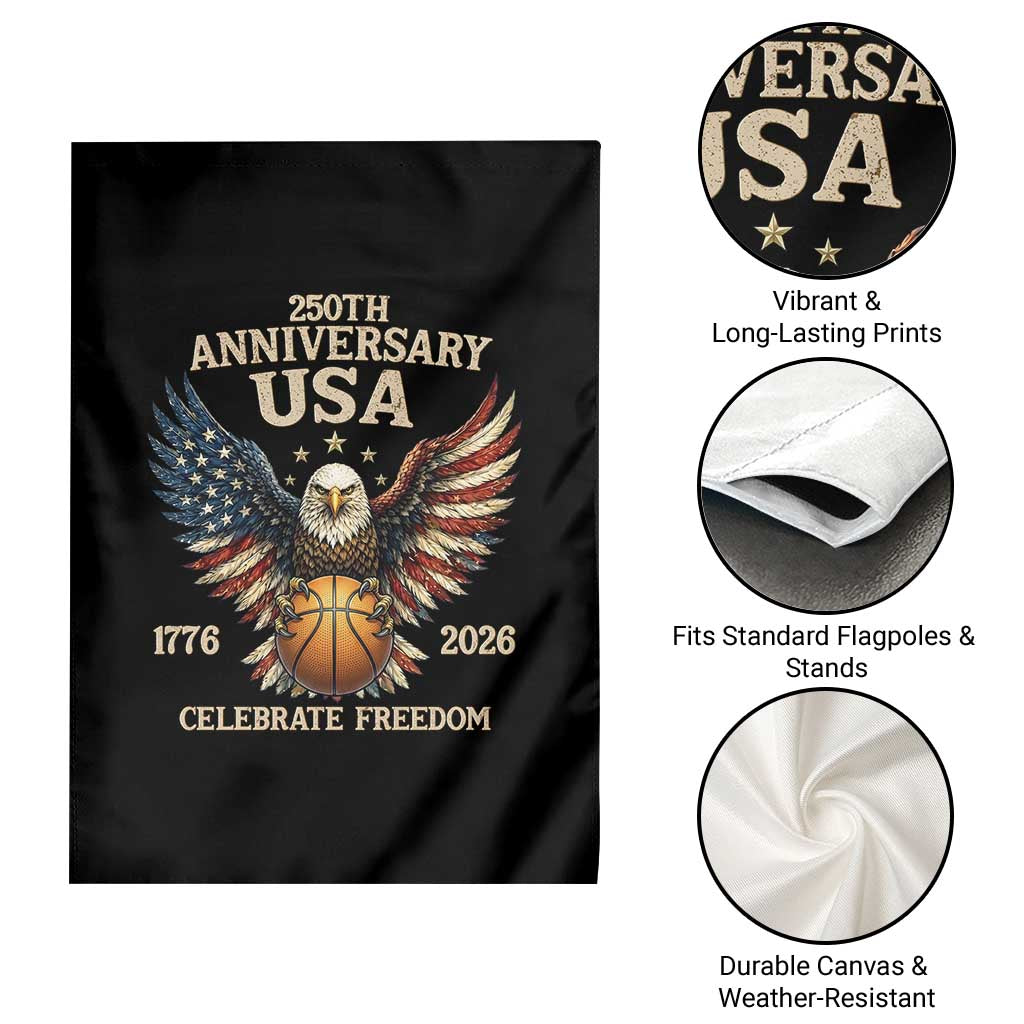 250 Years Of Freedom Basketball Garden Flag Patriotic Athlete Gift