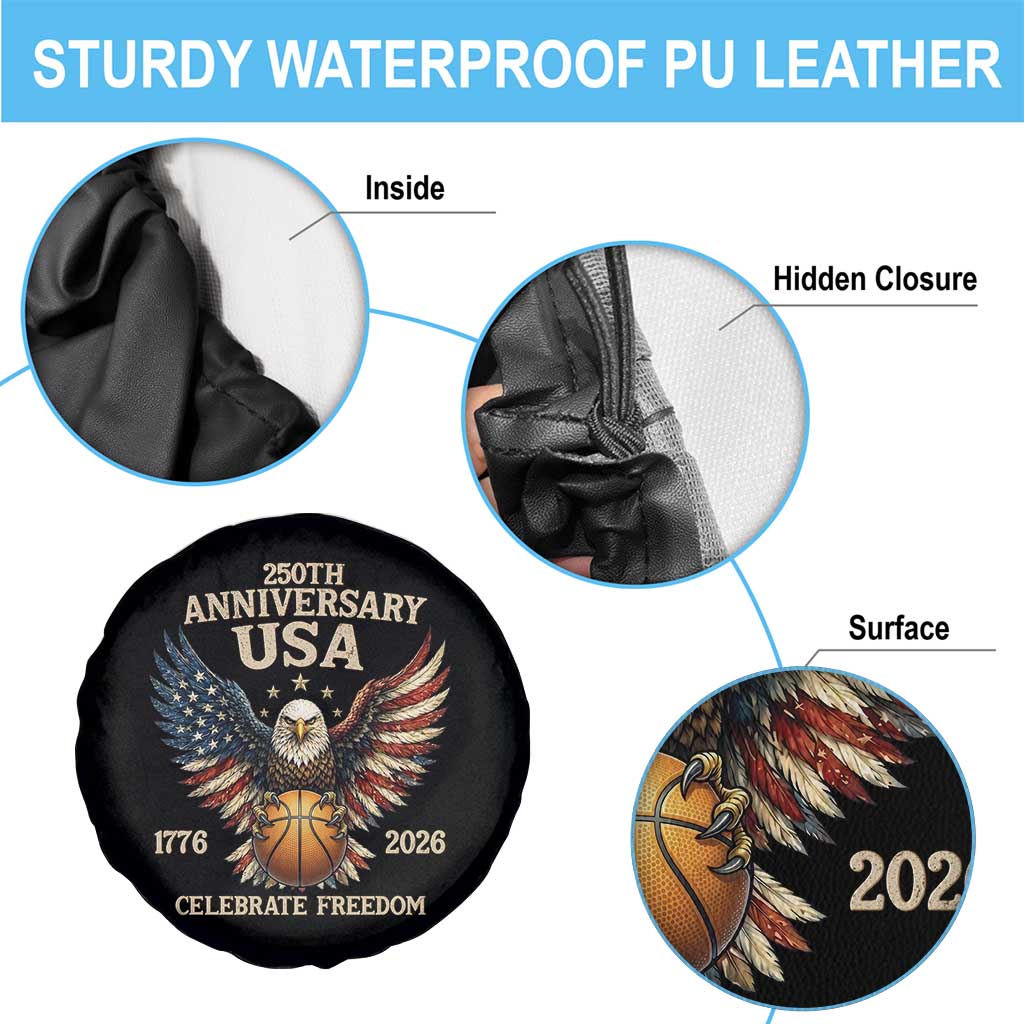 250 Years Of Freedom Basketball Spare Tire Cover Patriotic Athlete Gift