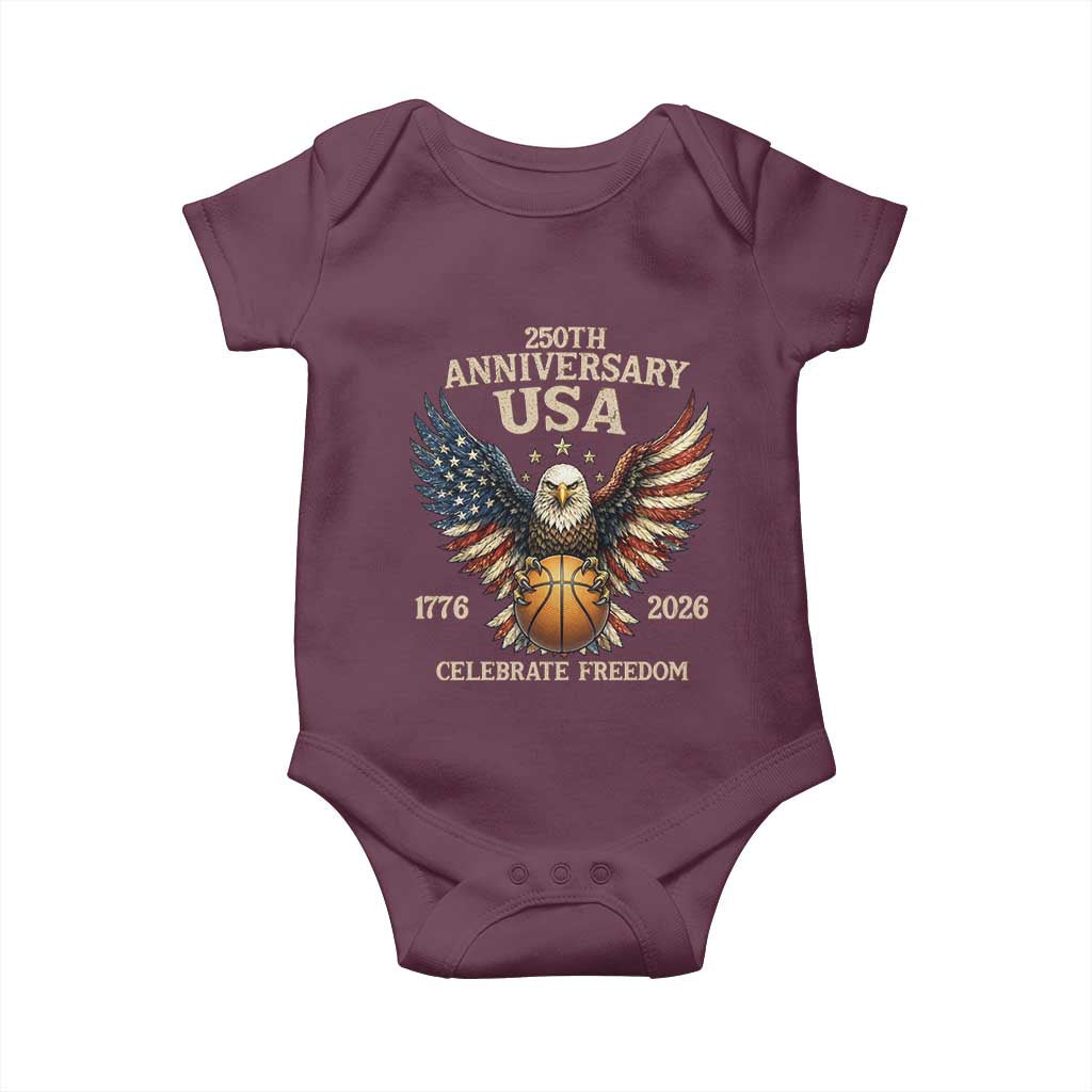 250 Years Of Freedom Basketball Baby Onesie Patriotic Athlete Gift