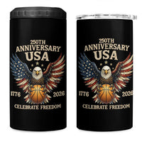 250 Years Of Freedom Basketball 4 in 1 Can Cooler Tumbler Patriotic Athlete Gift