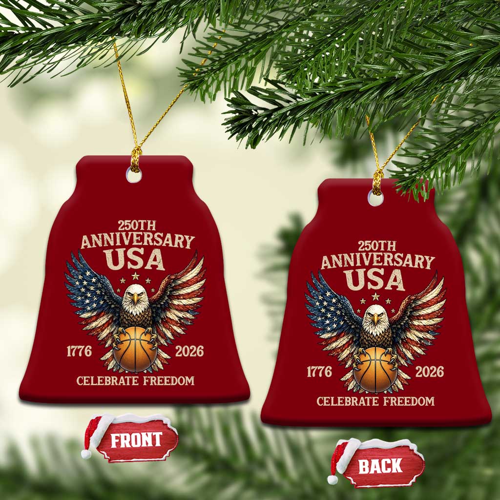 250 Years Of Freedom Basketball Ceramic Ornament Patriotic Athlete Gift