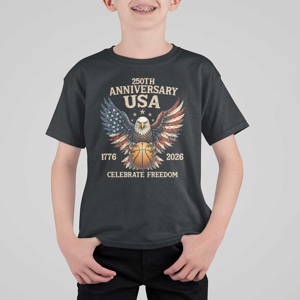 250 Years Of Freedom Basketball T Shirt For Kid Patriotic Athlete Gift