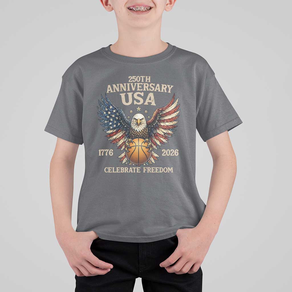 250 Years Of Freedom Basketball T Shirt For Kid Patriotic Athlete Gift