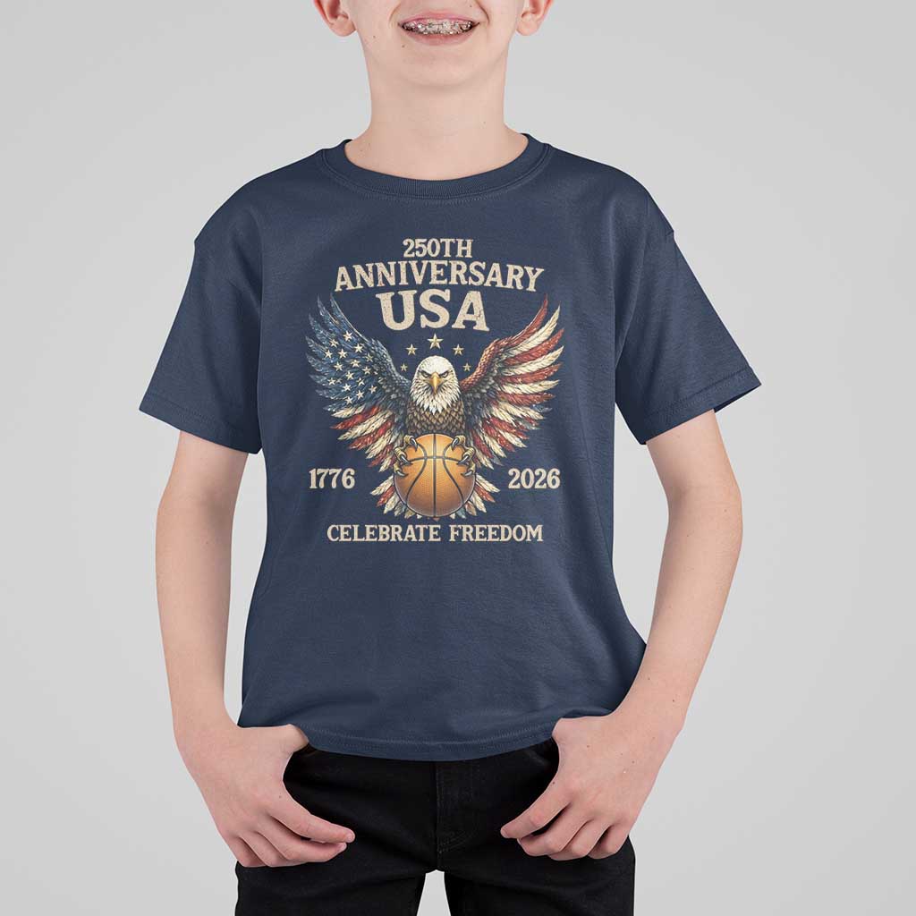 250 Years Of Freedom Basketball T Shirt For Kid Patriotic Athlete Gift
