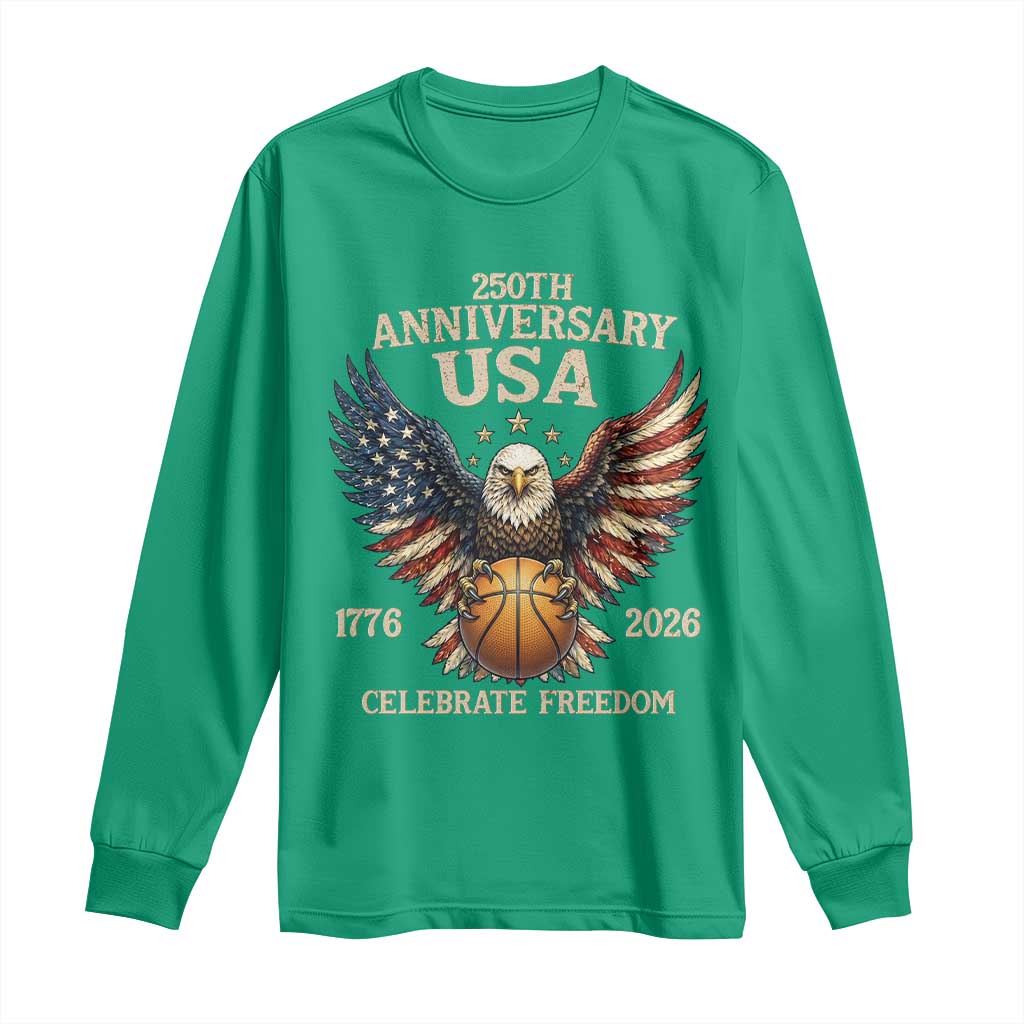 250 Years Of Freedom Basketball Long Sleeve Shirt Patriotic Athlete Gift