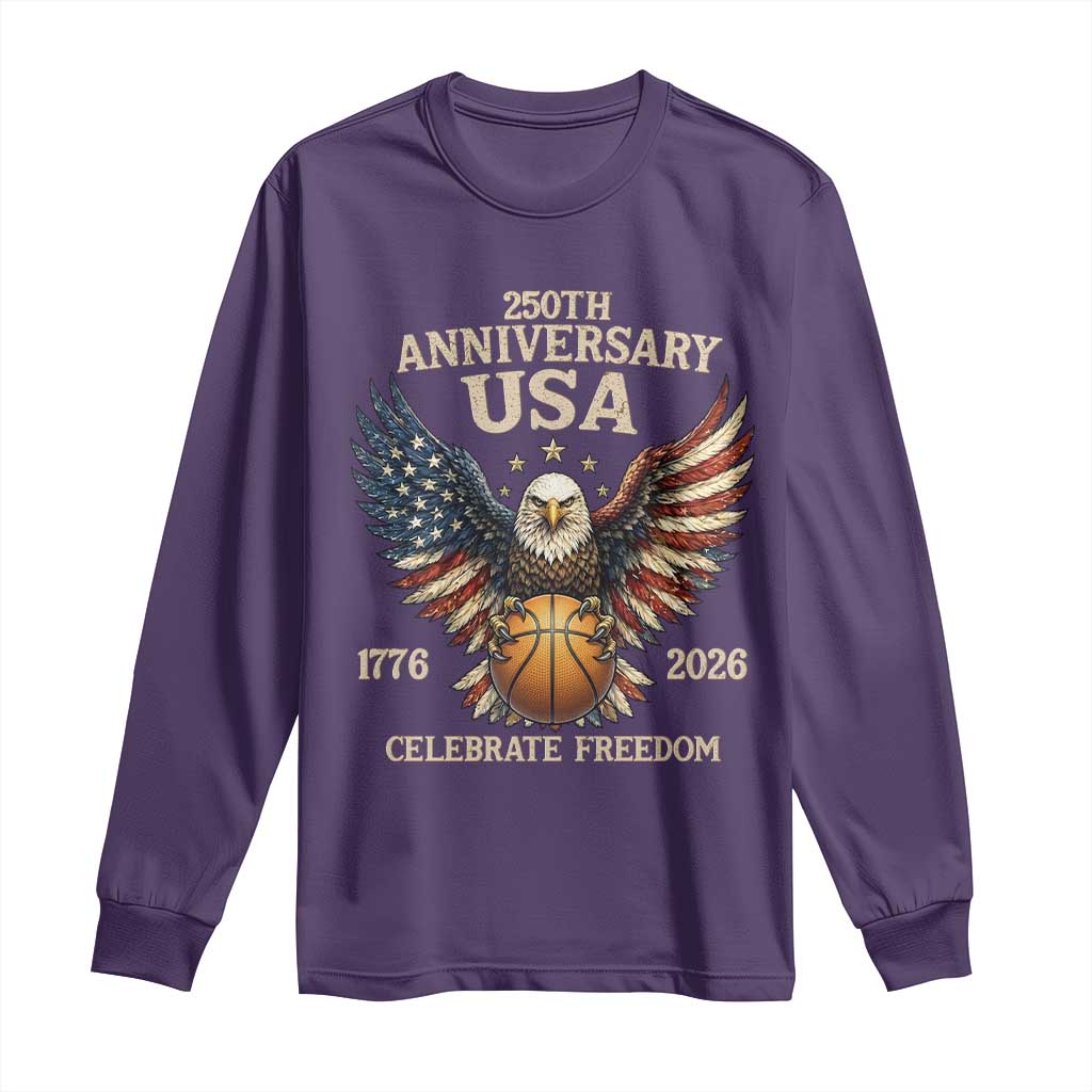 250 Years Of Freedom Basketball Long Sleeve Shirt Patriotic Athlete Gift