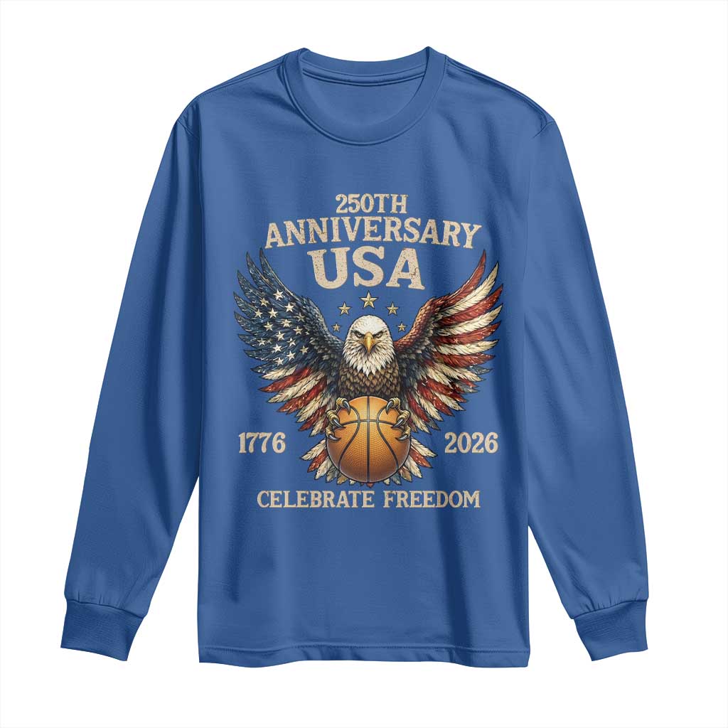 250 Years Of Freedom Basketball Long Sleeve Shirt Patriotic Athlete Gift