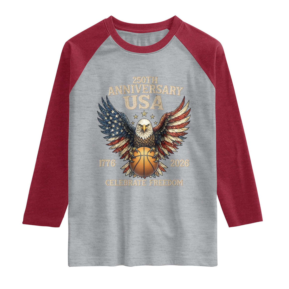 250 Years Of Freedom Basketball Raglan Shirt Patriotic Athlete Gift