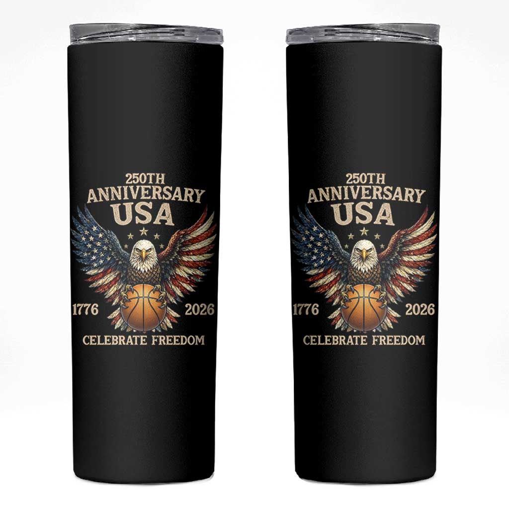 250 Years Of Freedom Basketball Skinny Tumbler Patriotic Athlete Gift
