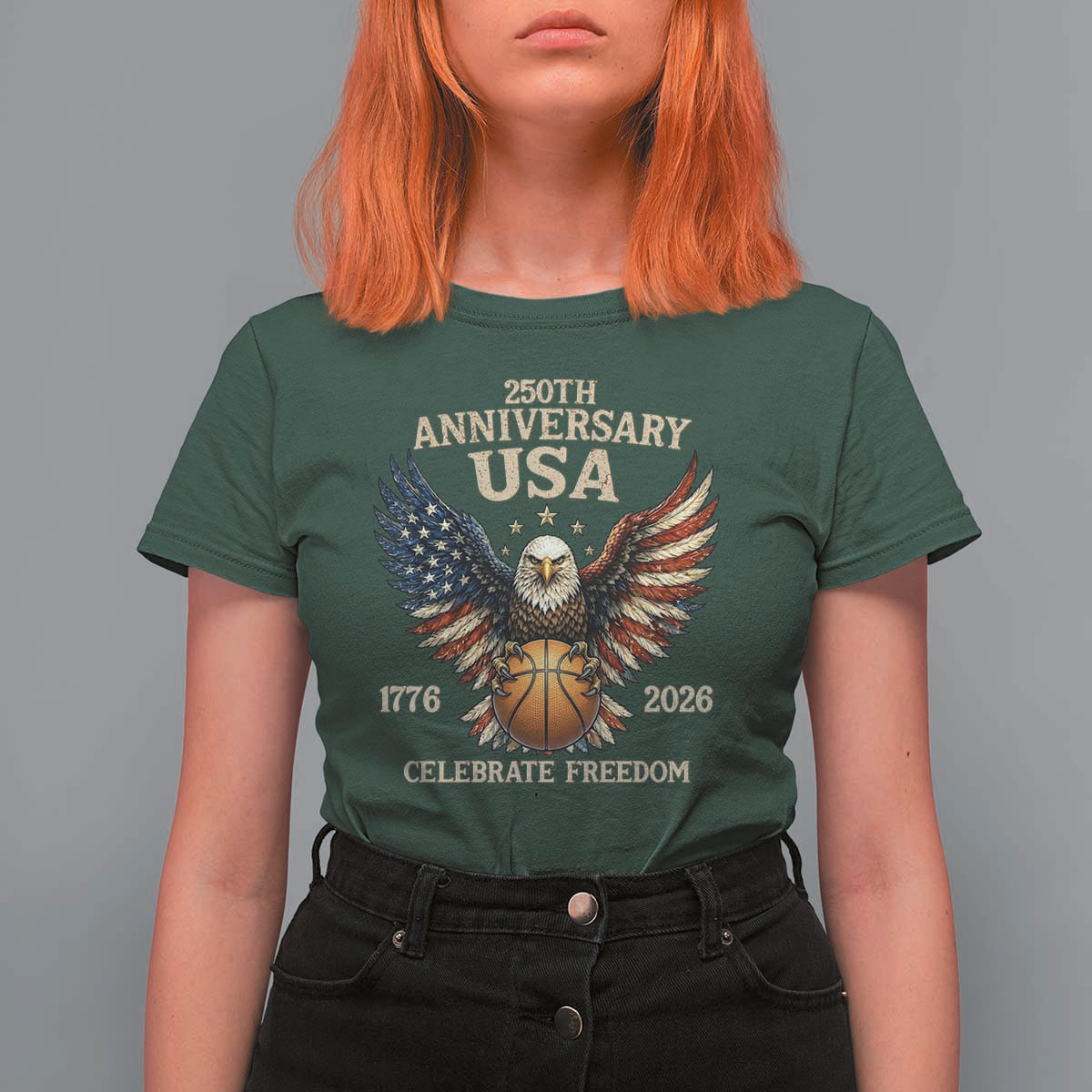 250 Years Of Freedom Basketball T Shirt For Women Patriotic Athlete Gift