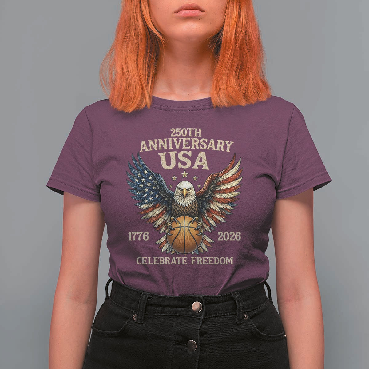 250 Years Of Freedom Basketball T Shirt For Women Patriotic Athlete Gift