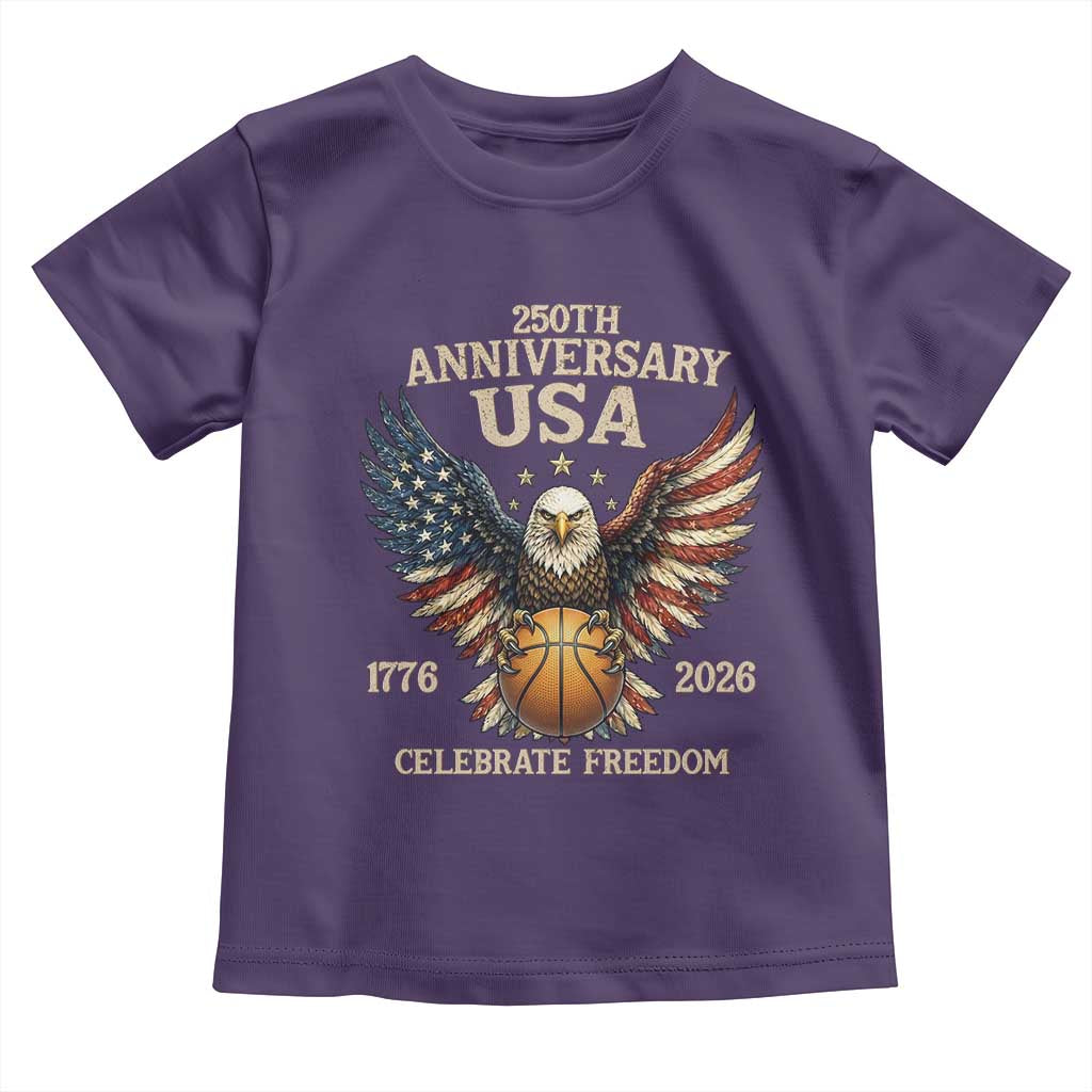 250 Years Of Freedom Basketball Toddler T Shirt Patriotic Athlete Gift