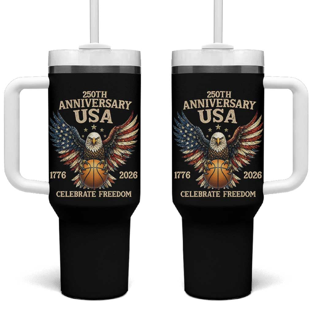 250 Years Of Freedom Basketball Tumbler With Handle Patriotic Athlete Gift