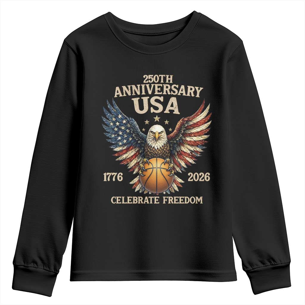 250 Years Of Freedom Basketball Youth Sweatshirt Patriotic Athlete Gift
