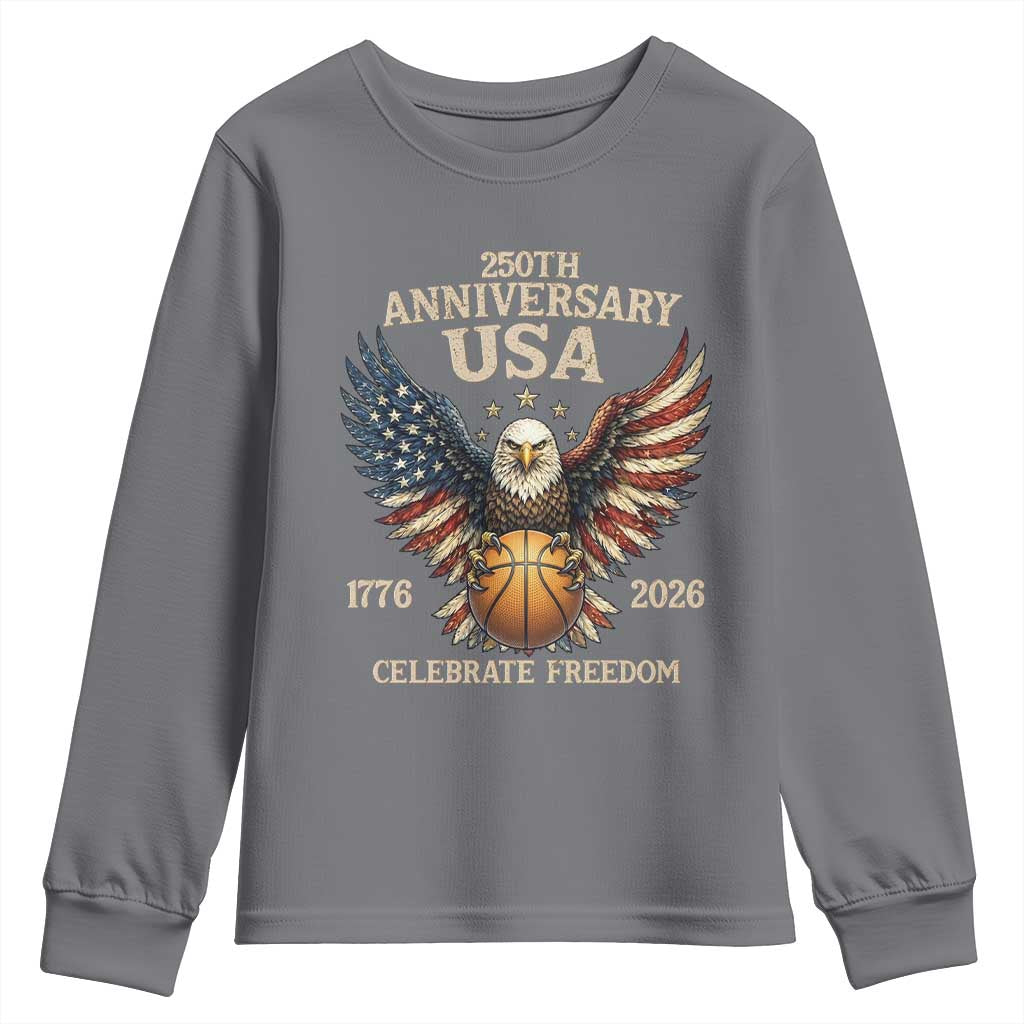 250 Years Of Freedom Basketball Youth Sweatshirt Patriotic Athlete Gift