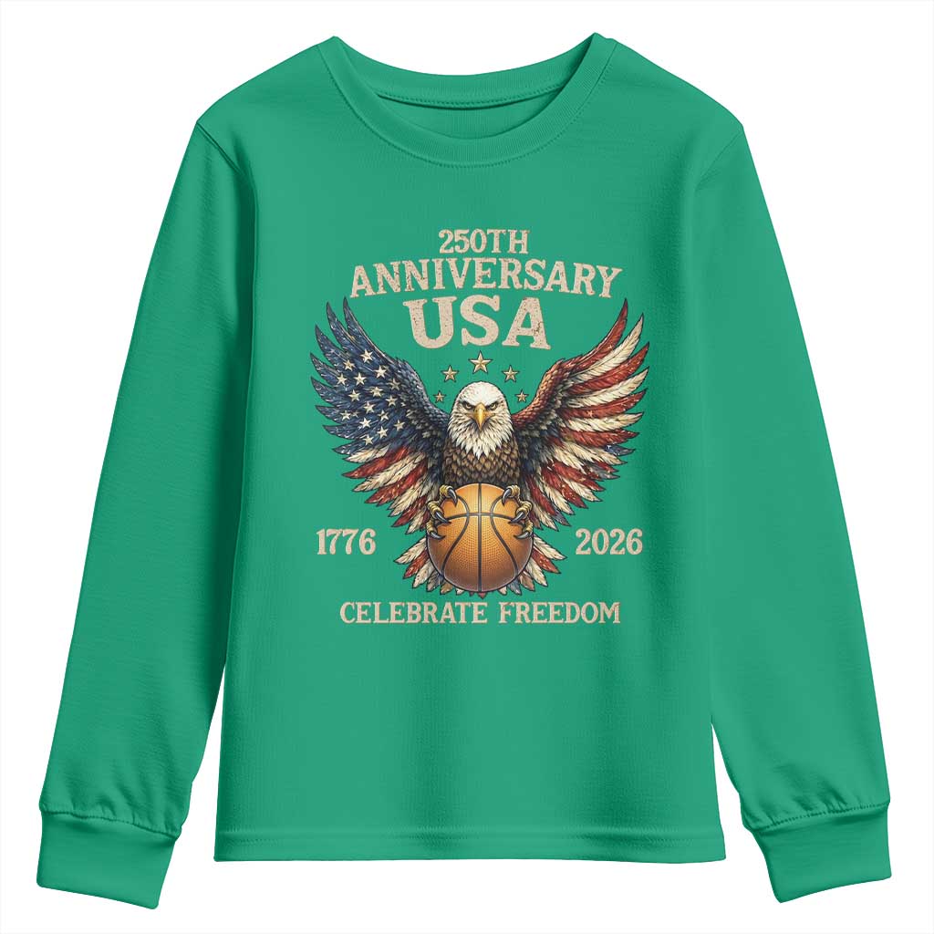 250 Years Of Freedom Basketball Youth Sweatshirt Patriotic Athlete Gift
