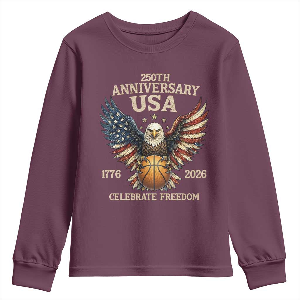 250 Years Of Freedom Basketball Youth Sweatshirt Patriotic Athlete Gift