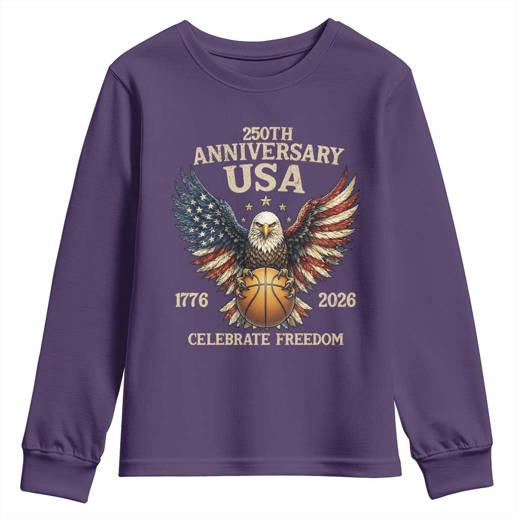 250 Years Of Freedom Basketball Youth Sweatshirt Patriotic Athlete Gift