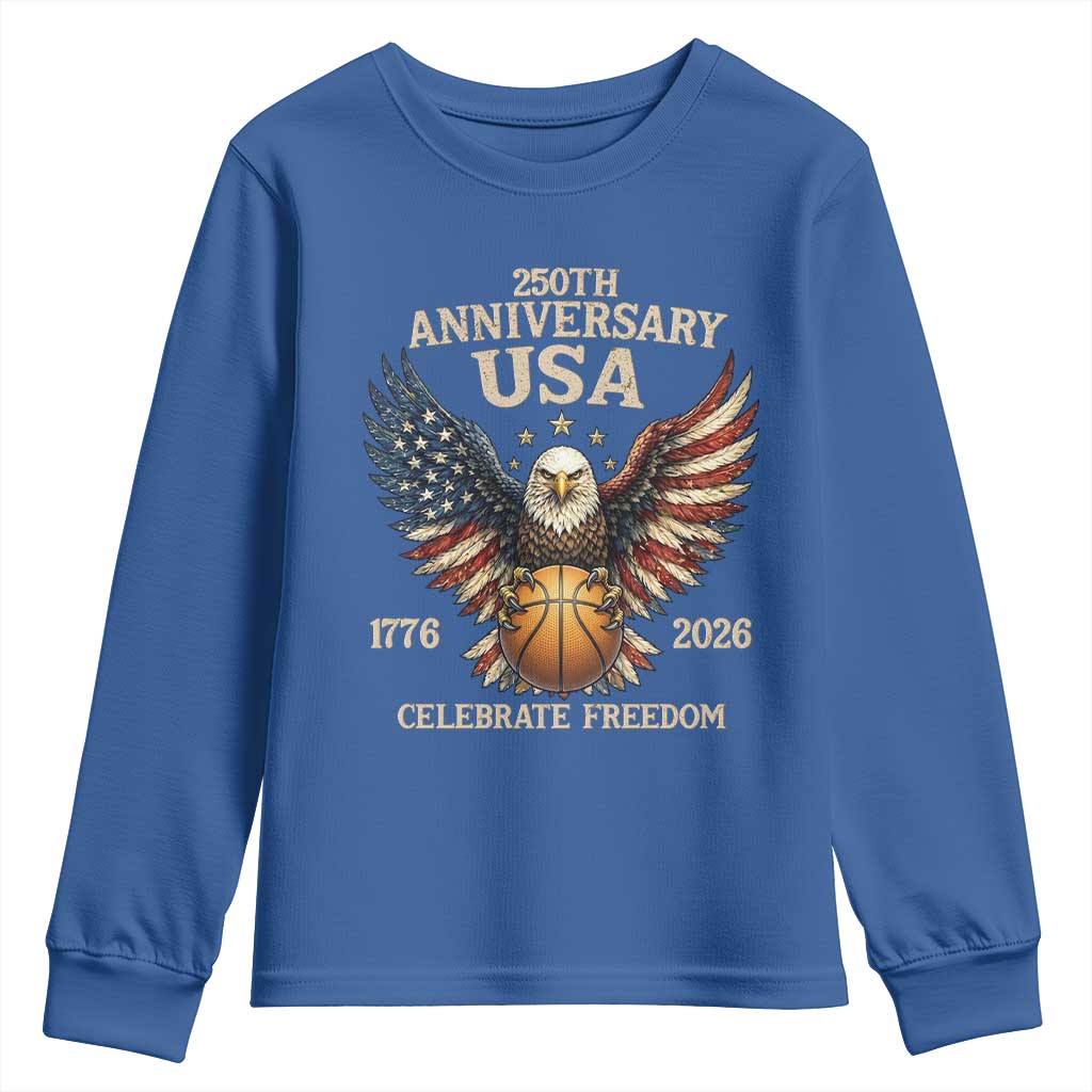 250 Years Of Freedom Basketball Youth Sweatshirt Patriotic Athlete Gift