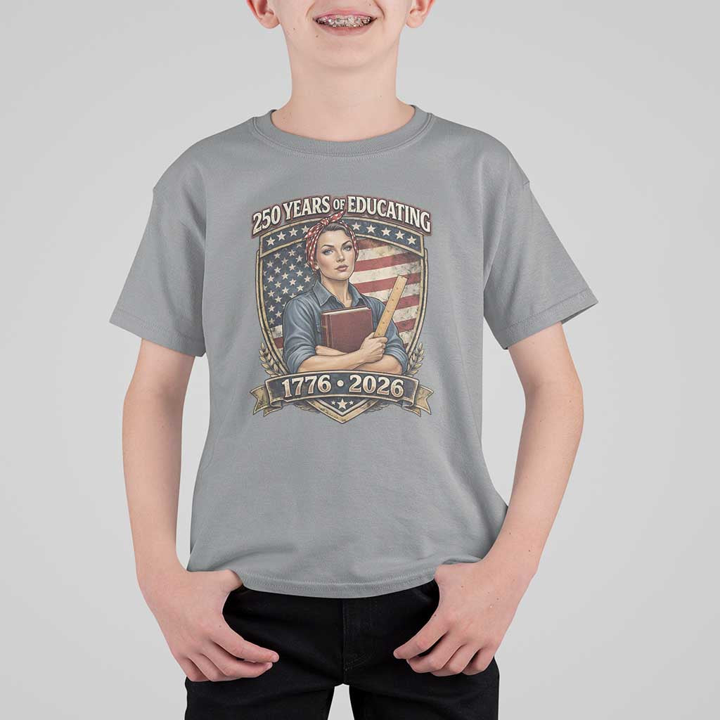 250 Years Of Educating America T Shirt For Kid Proud Teacher Patriotic Gift