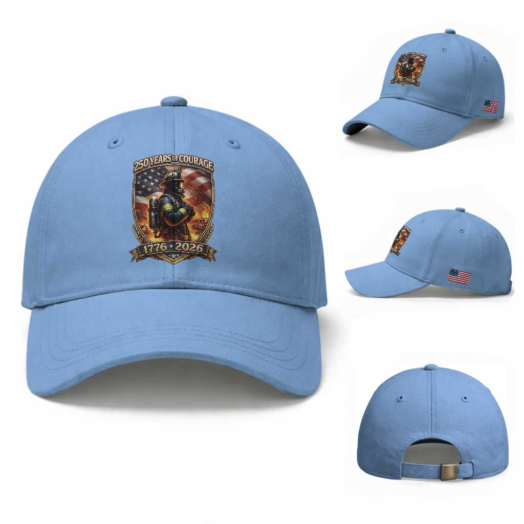Firefighter USA 250th Anniversary Gift Baseball Cap 250 Years Of Courage