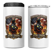 Firefighter USA 250th Anniversary Gift 4 in 1 Can Cooler Tumbler 250 Years Of Courage