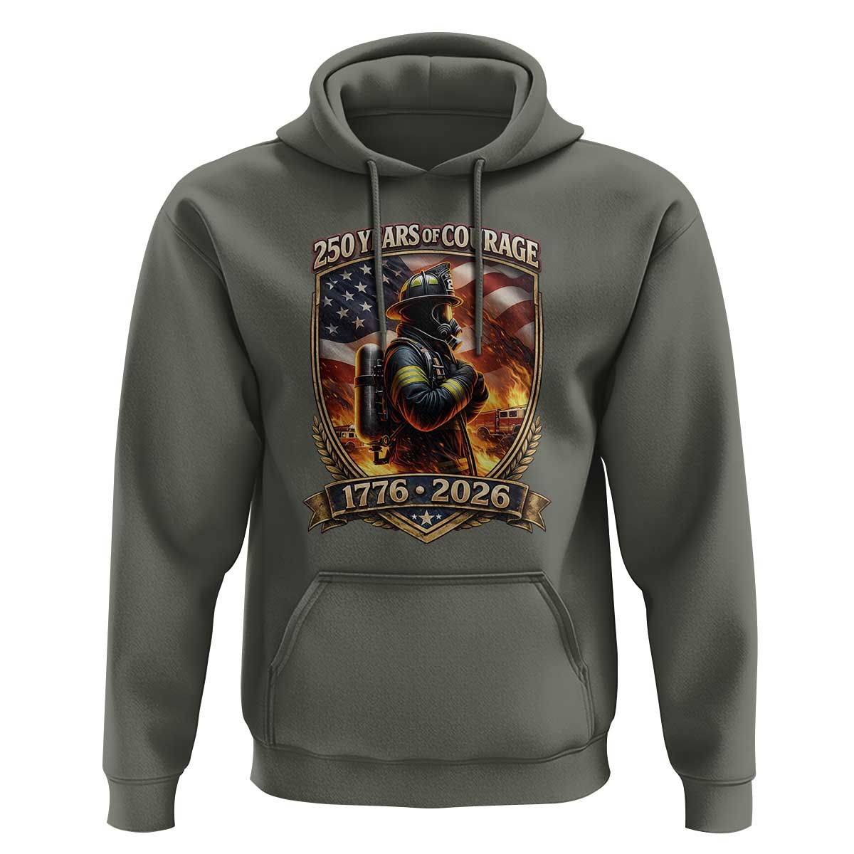 Firefighter USA 250th Anniversary Gift Hoodie 250 Years Of Courage