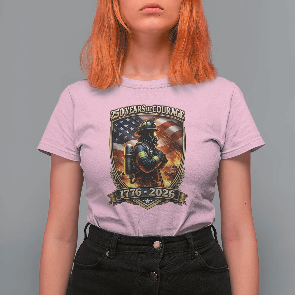 Firefighter USA 250th Anniversary Gift T Shirt For Women 250 Years Of Courage